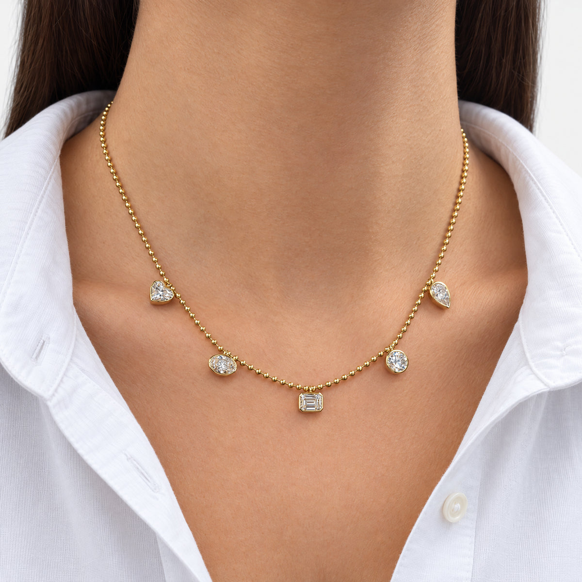 Coco Lab Mixed Shape Diamond Shaker Necklace