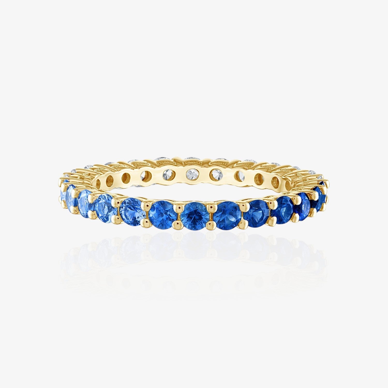 Monochromatic Ombre and Diamond Eternity Band 18K Yellow Gold Round
