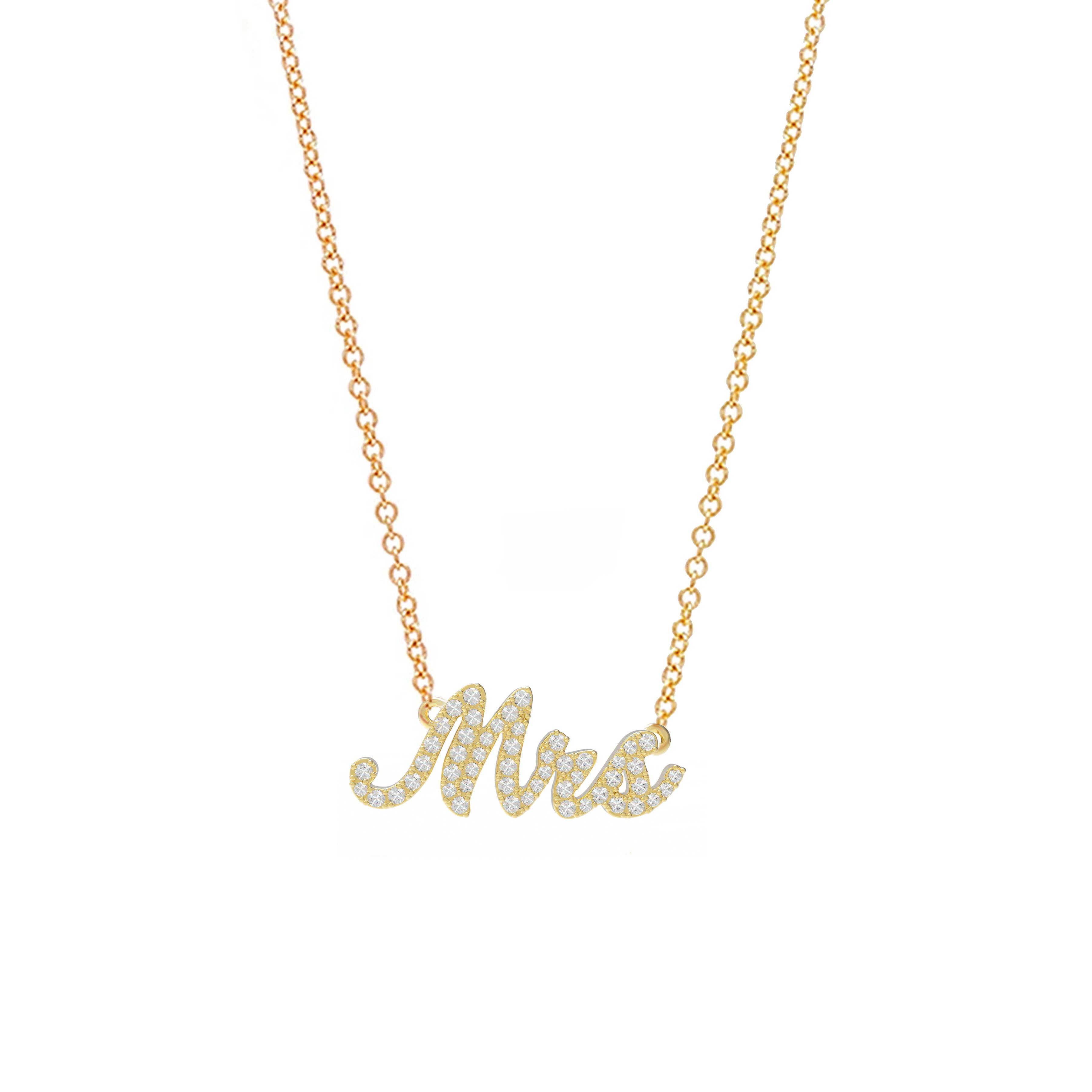 Pave Scripted Mrs. Necklace