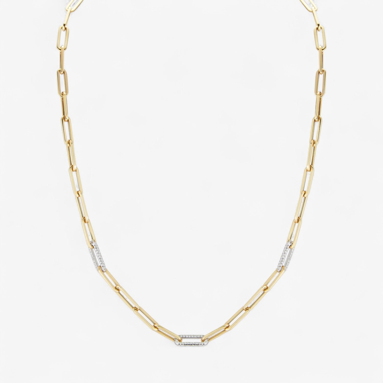 Cleo Paperclip Necklace with Diamond Links