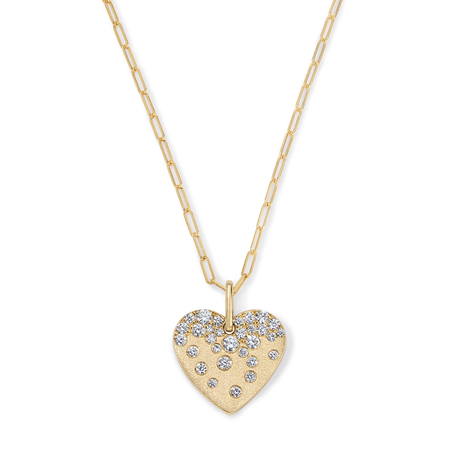 Scattered Diamond Heart Pendant Necklace