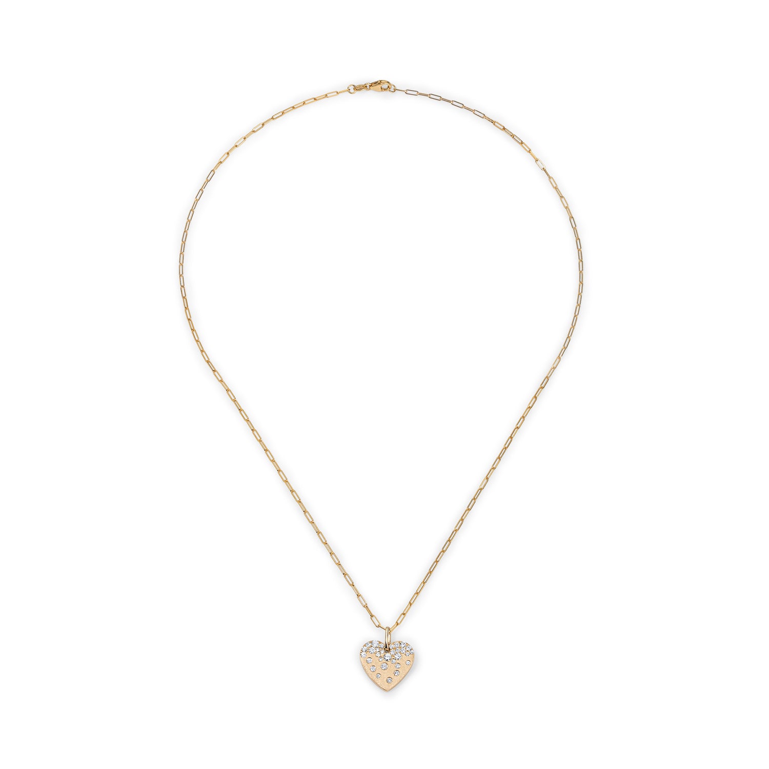 Scattered Diamond Heart Pendant Necklace