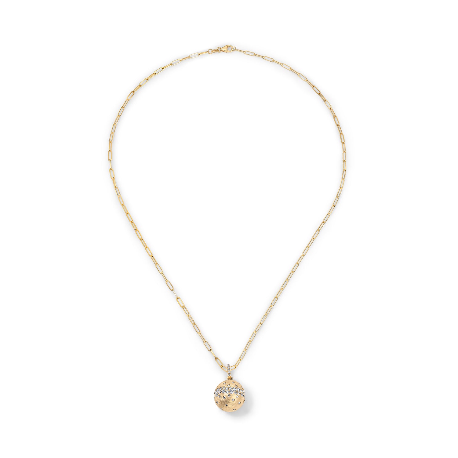 Scattered Diamond Ball Pendant Necklace