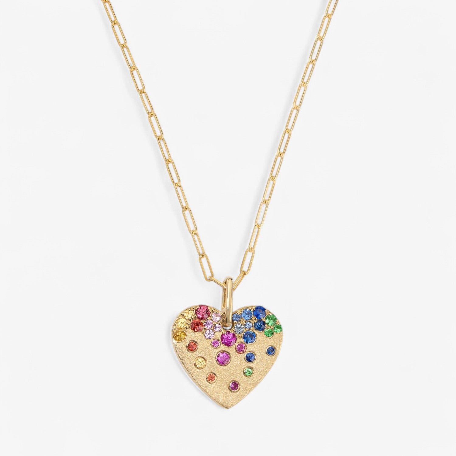 Indie Rainbow Heart Pendant Necklace