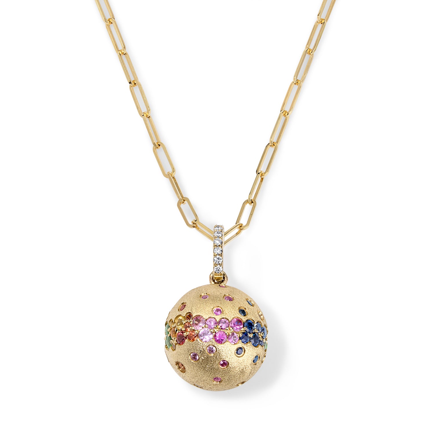 Scattered Rainbow Ball Pendant Necklace