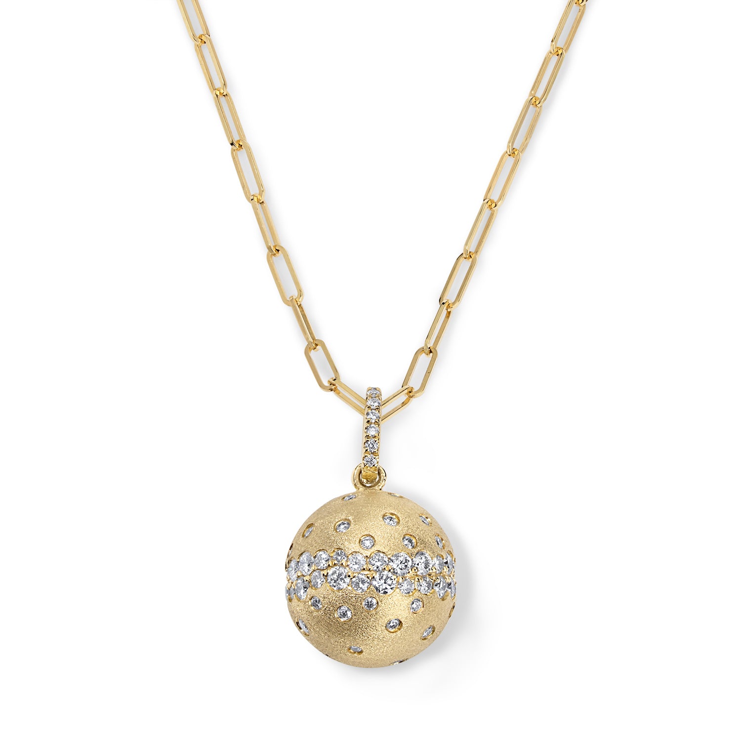 Scattered Diamond Ball Pendant Necklace