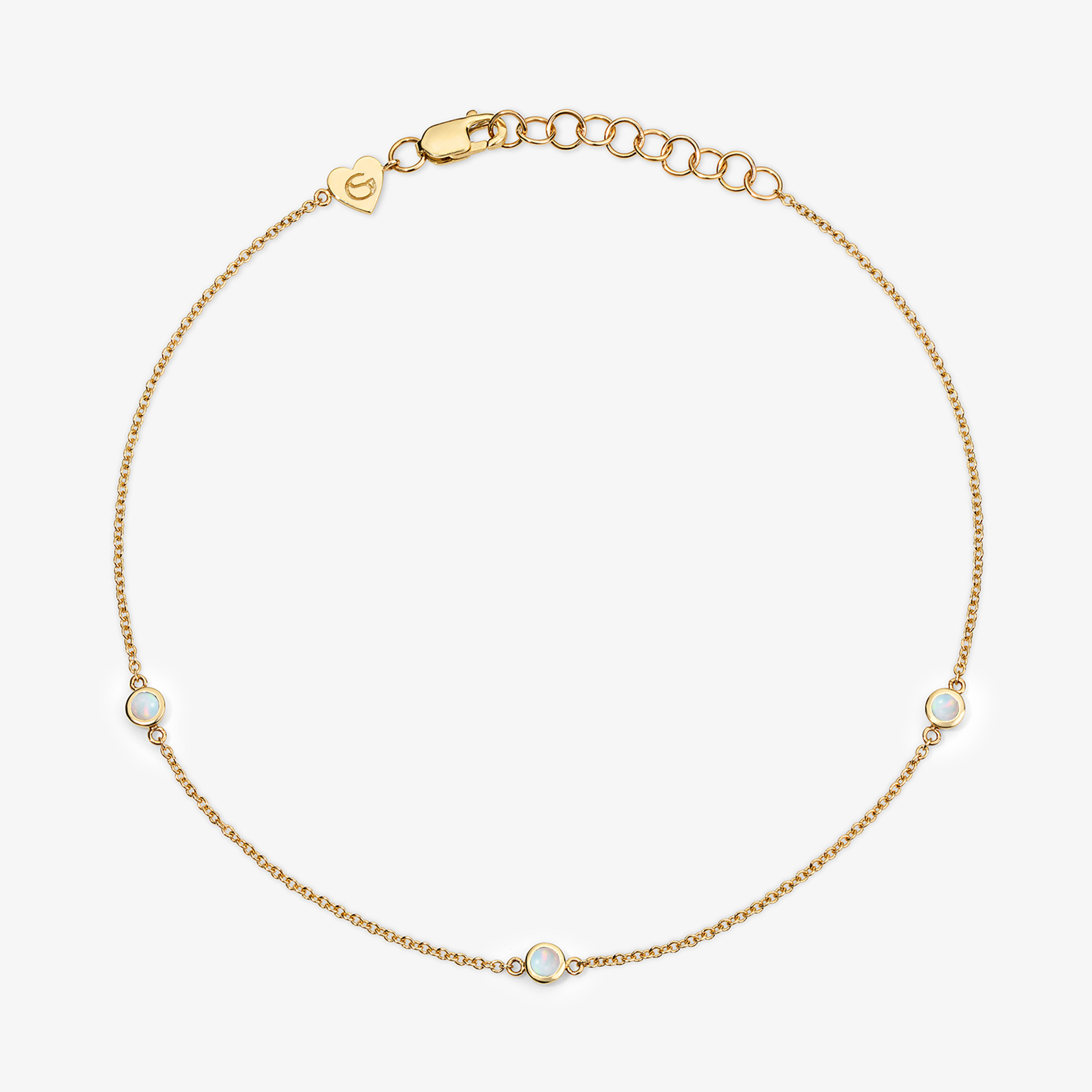 Margot Birthstone Bezel Anklet 14K Yellow Gold Opal