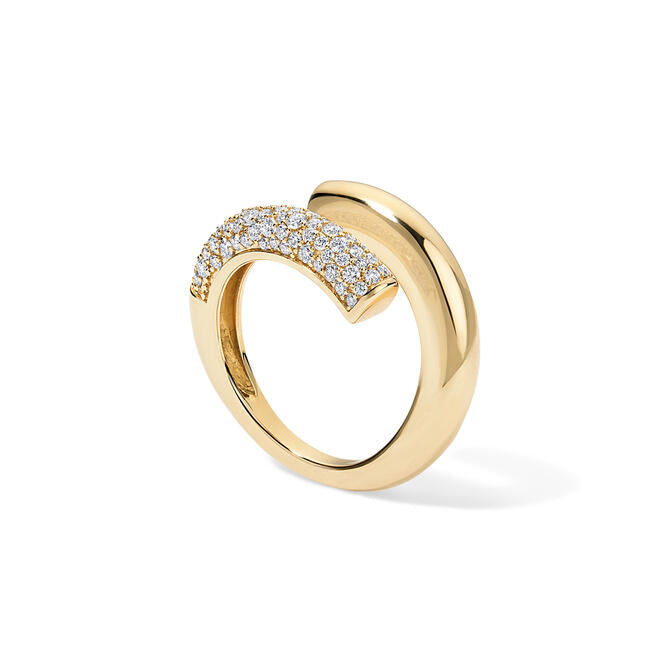 Gold and Diamond Domed Spiral Ring