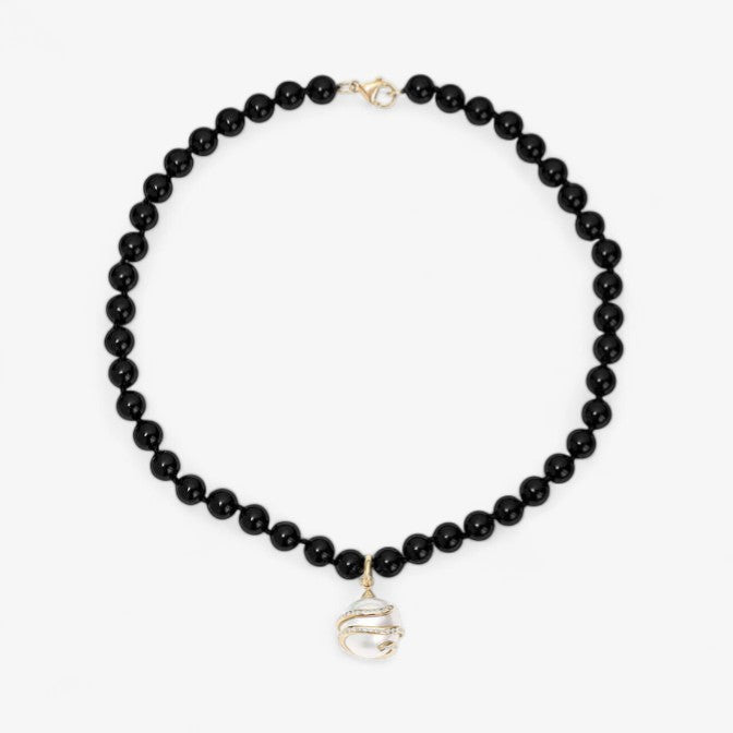 Black Agate Beaded Necklace