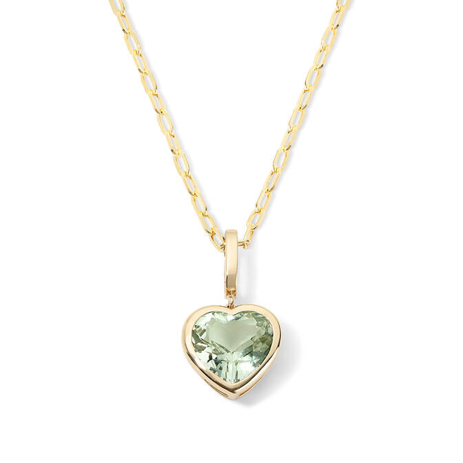 Green Prasiolite Heart Charm