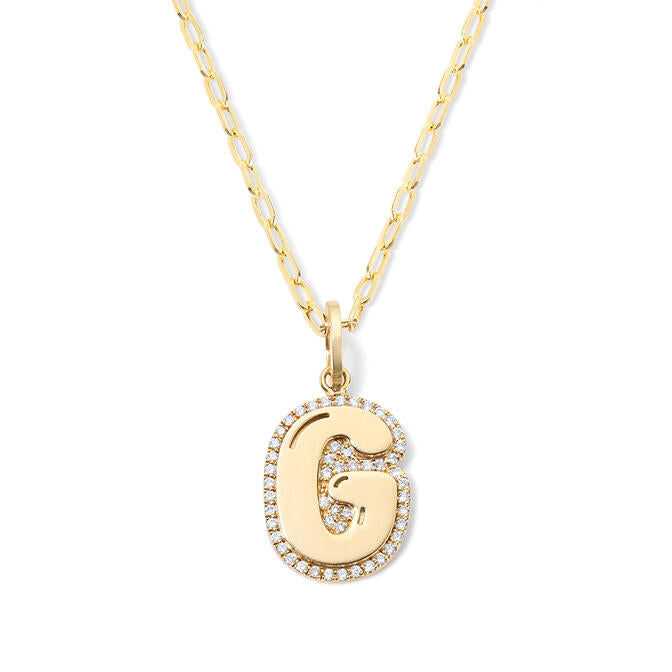 Jumbo Bubble Initial With Pave Outline Charm