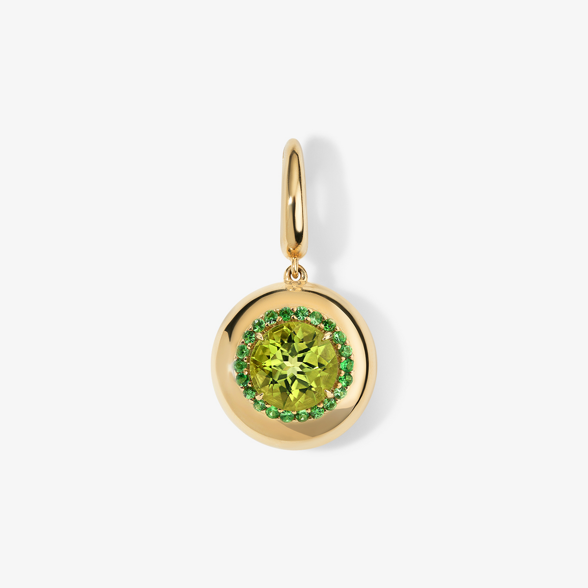 Mini Peridot Candy Button Charm 14K Yellow Gold