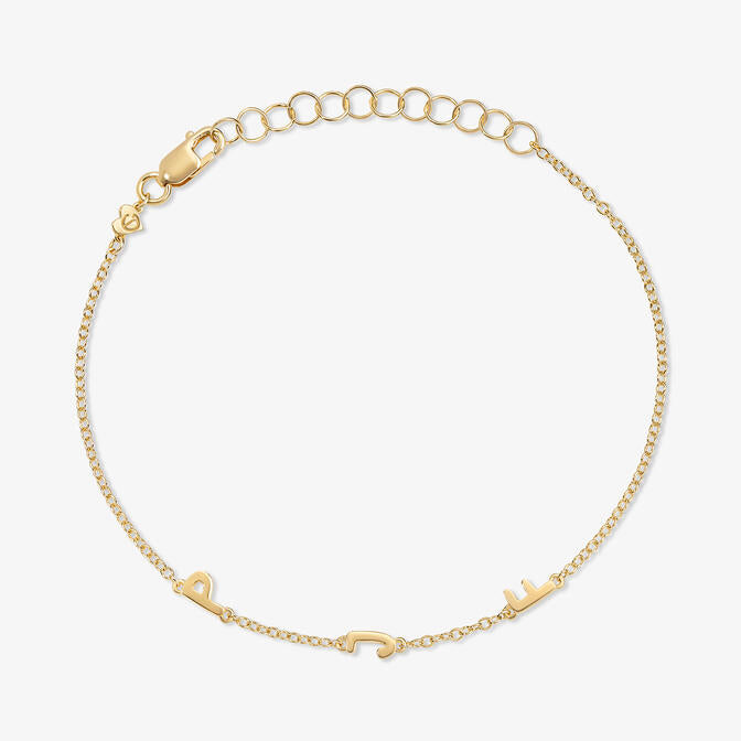 Petite Multi Bubble Initial Bracelet 14K Yellow Gold