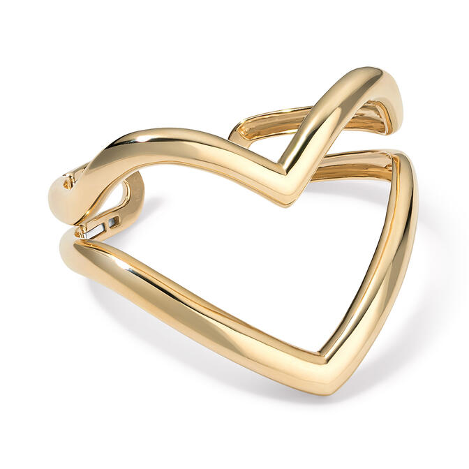 Gold Double Dome Heart Cuff