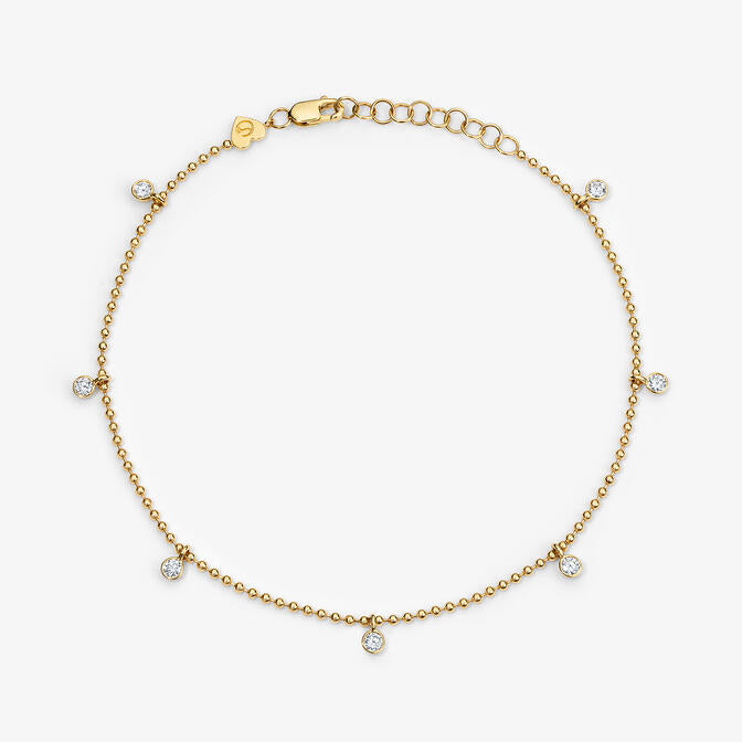 Dakota 7 Diamond Shaker Anklet 14K Yellow Gold