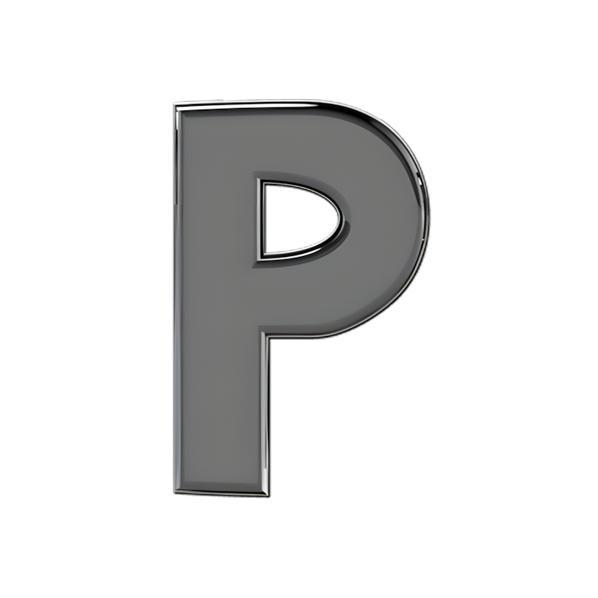 Slider Solid Letter P Charm 18K Black Rhodium