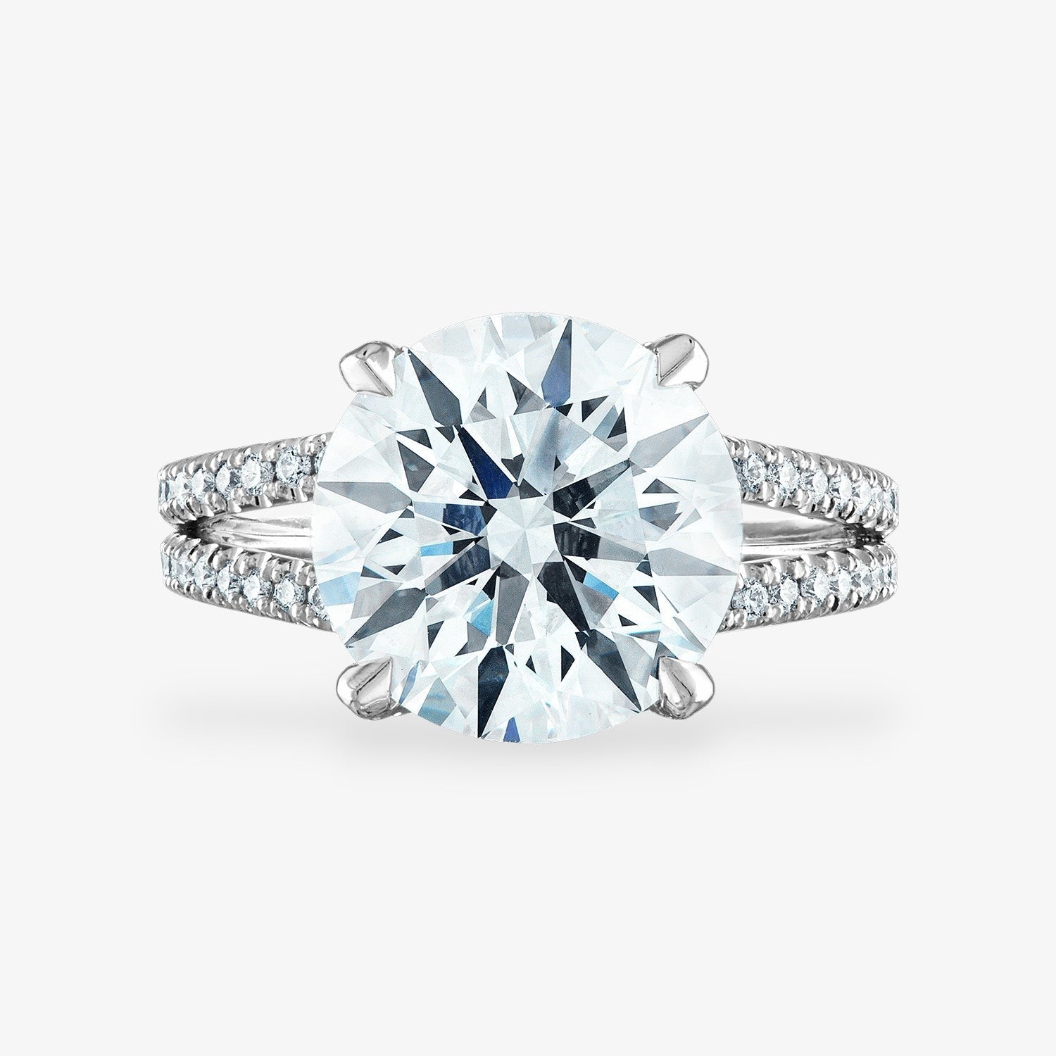 Pave Split Shank Engagement Ring Platinum Round