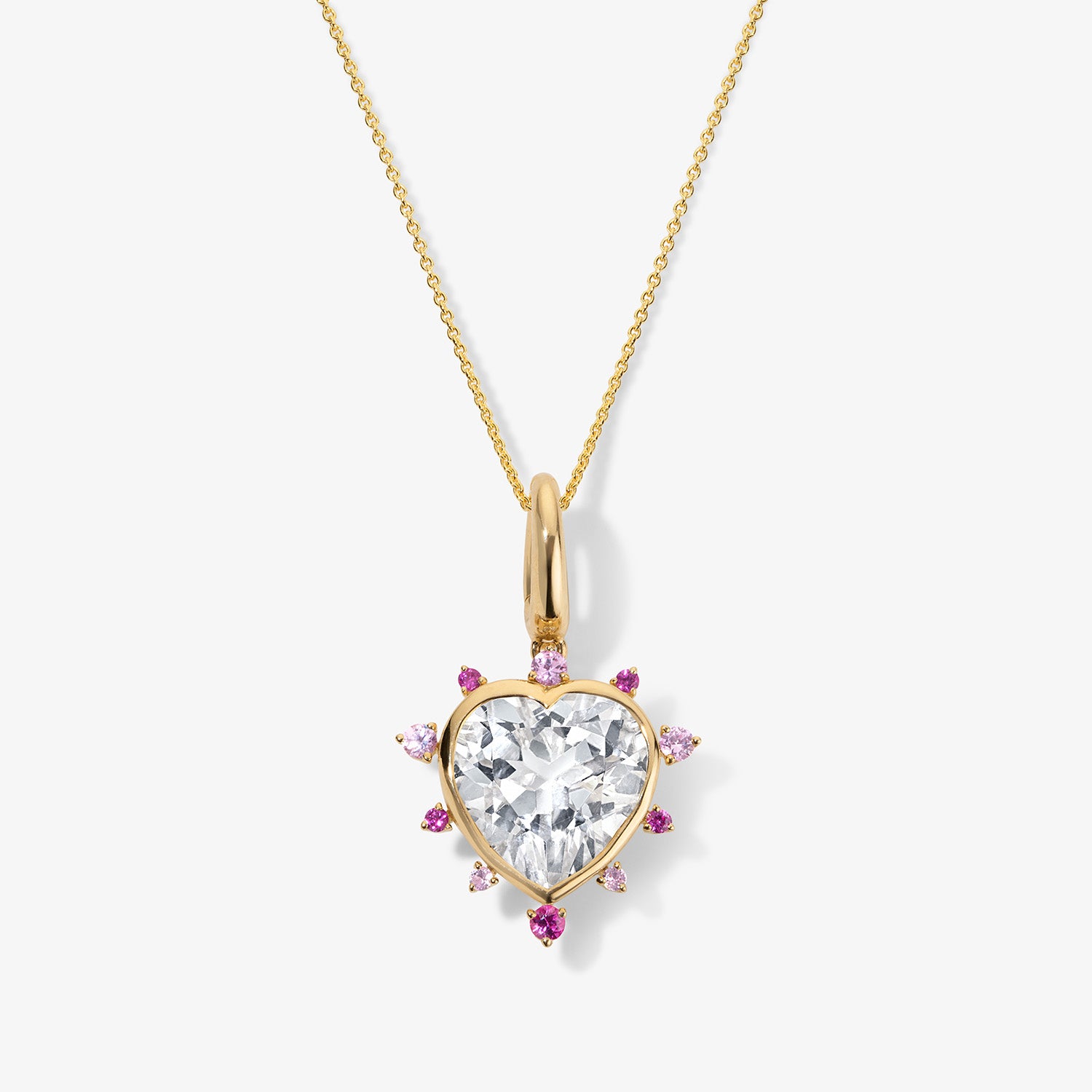 Grace Heart Charm with Pink Sapphire Halo