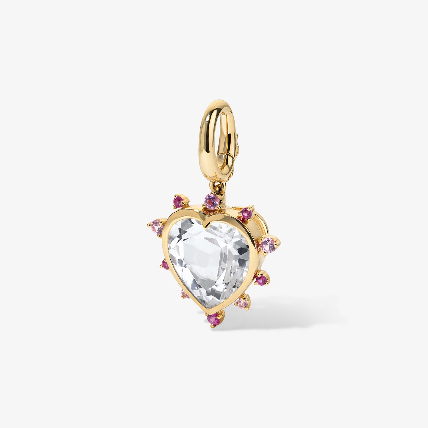 Grace Heart Charm with Pink Sapphire Halo