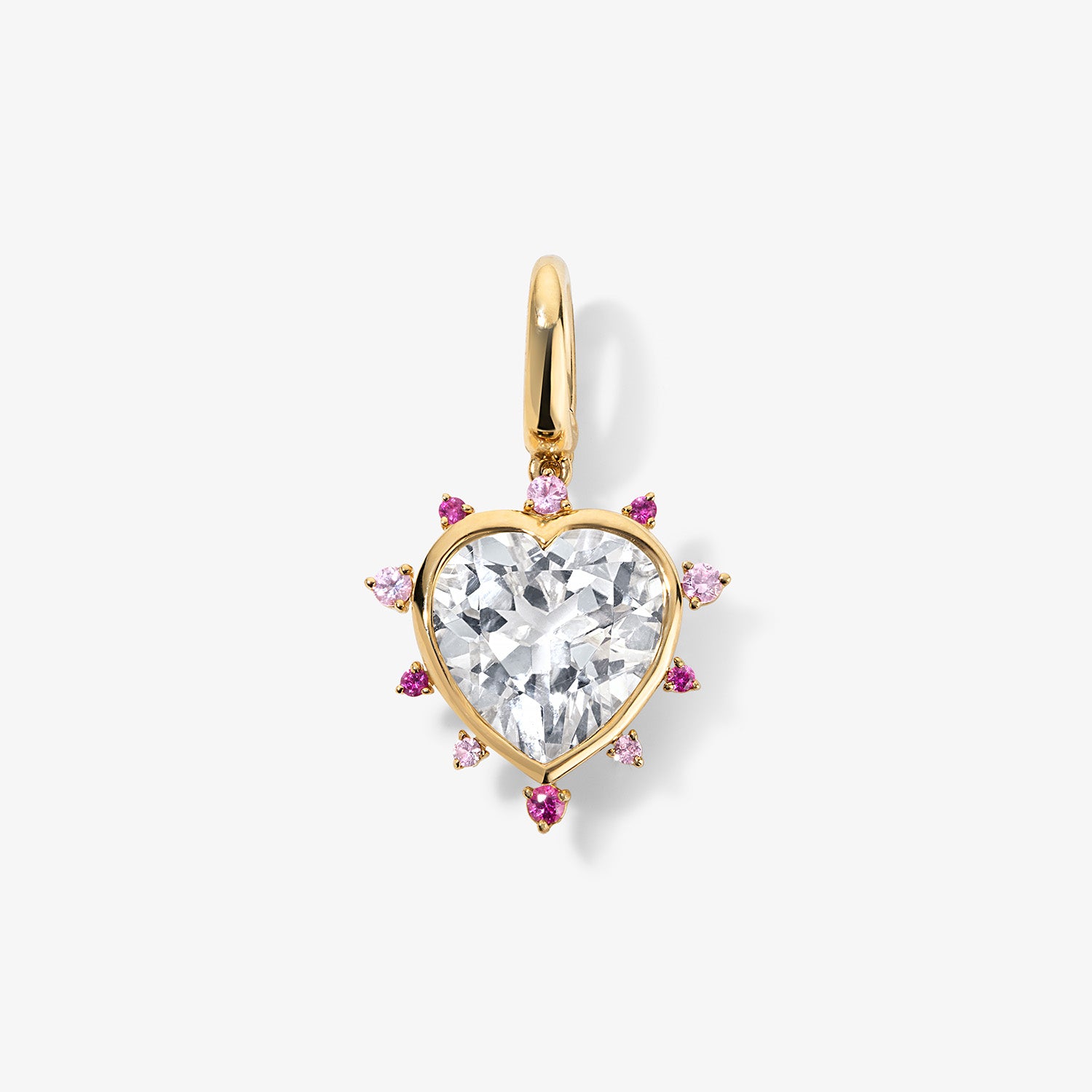 Grace Heart Charm with Pink Sapphire Halo