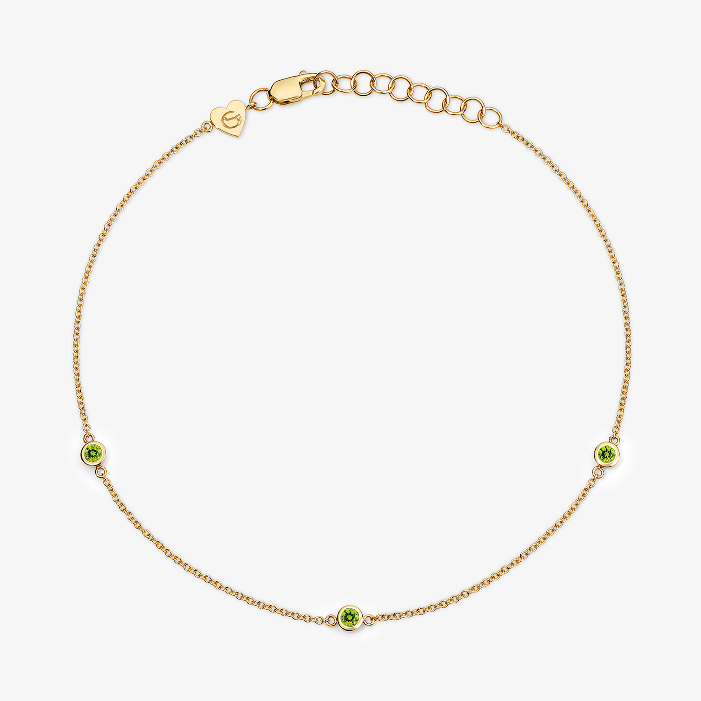 Margot Birthstone Bezel Anklet 14K Yellow Gold Peridot
