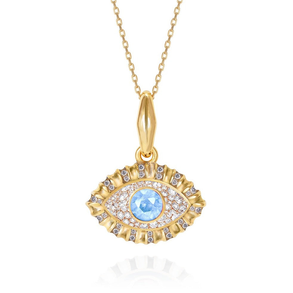 Life in Colour Eye Pendant in Diamond and Blue Topaz