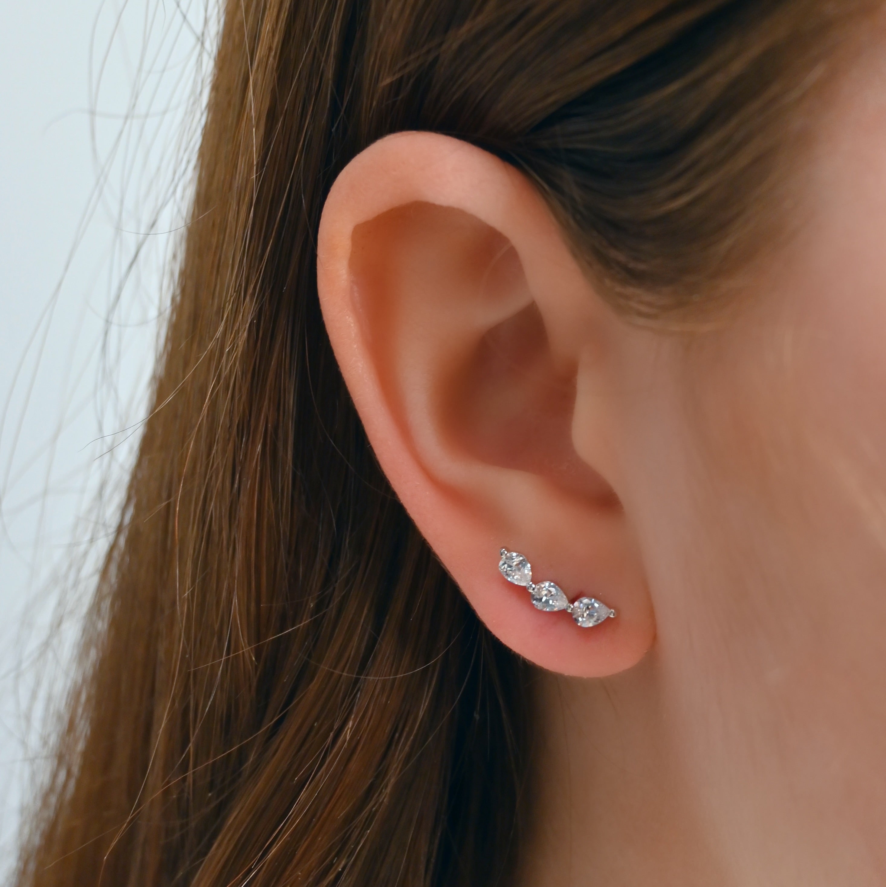Pear Diamond Crawler Earrings