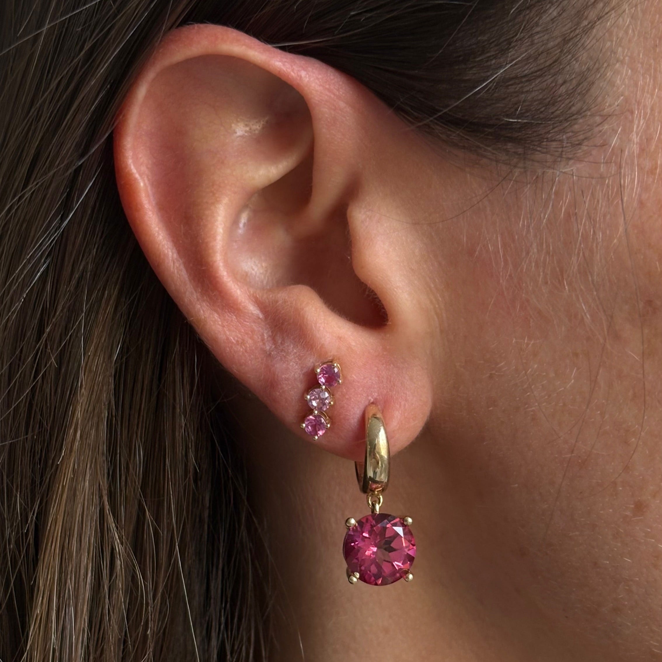 Madison Pink Topaz Drop Huggies