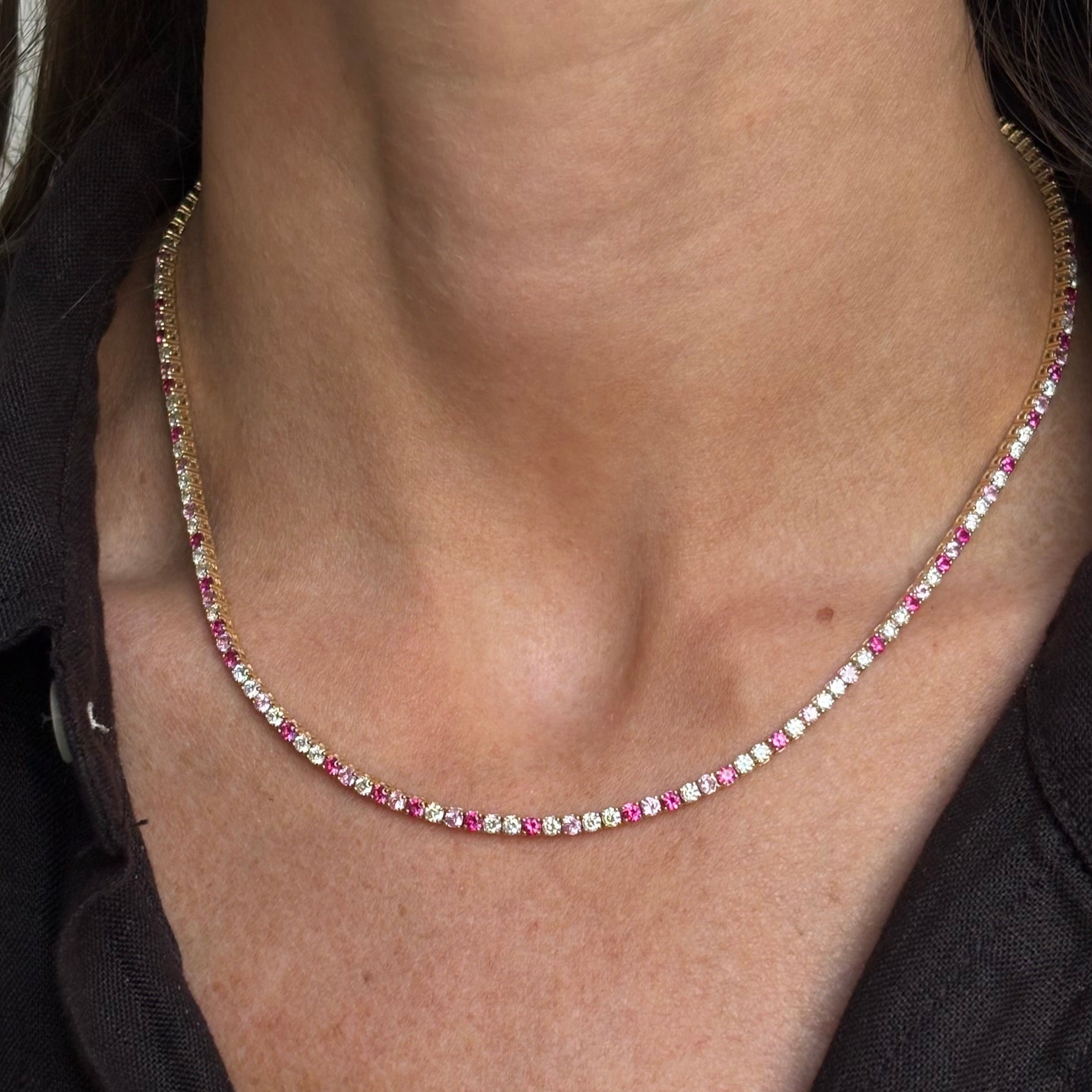 Grace Pink Sapphire and Diamond Tennis Necklace