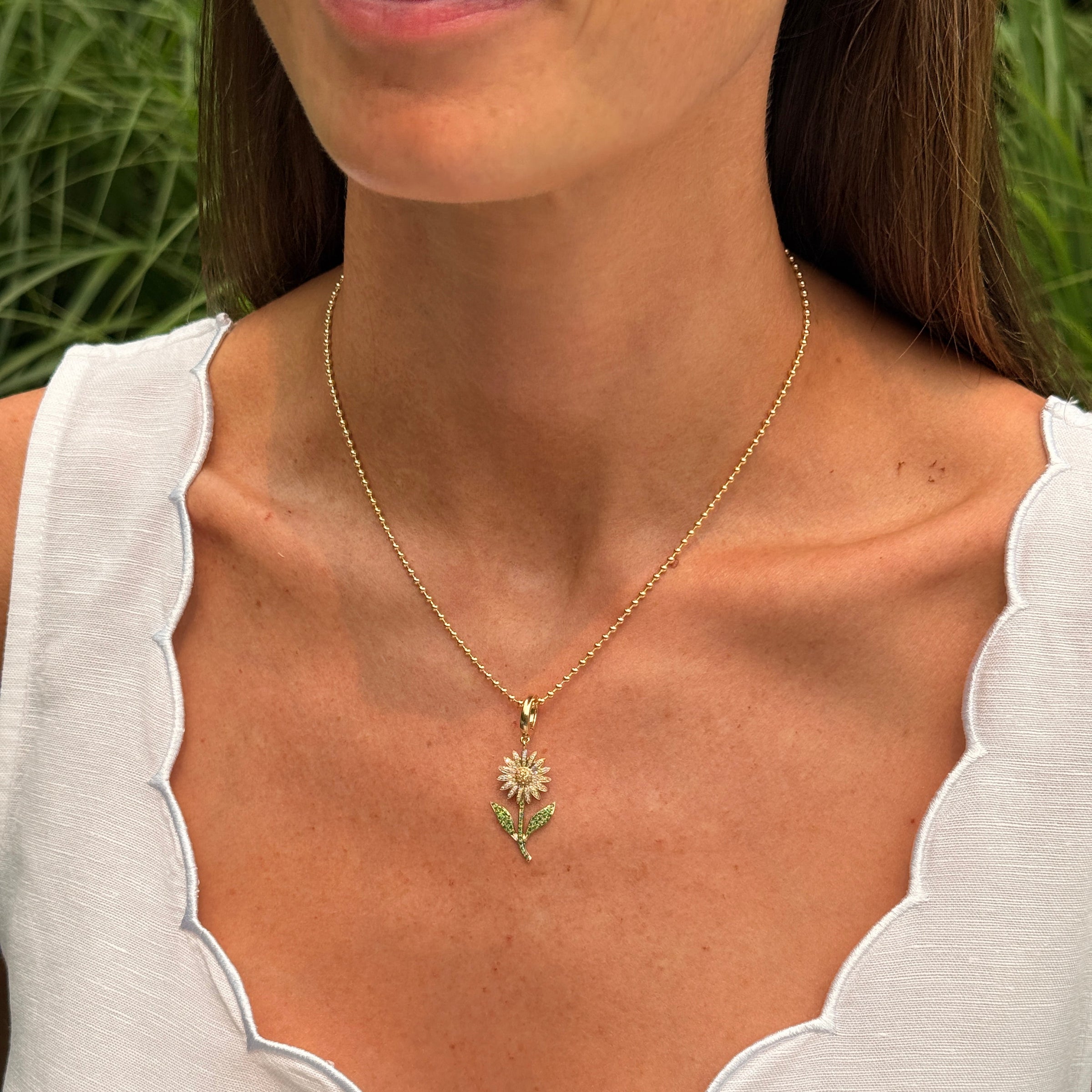 Large Token Daisy Birth Flower Charm