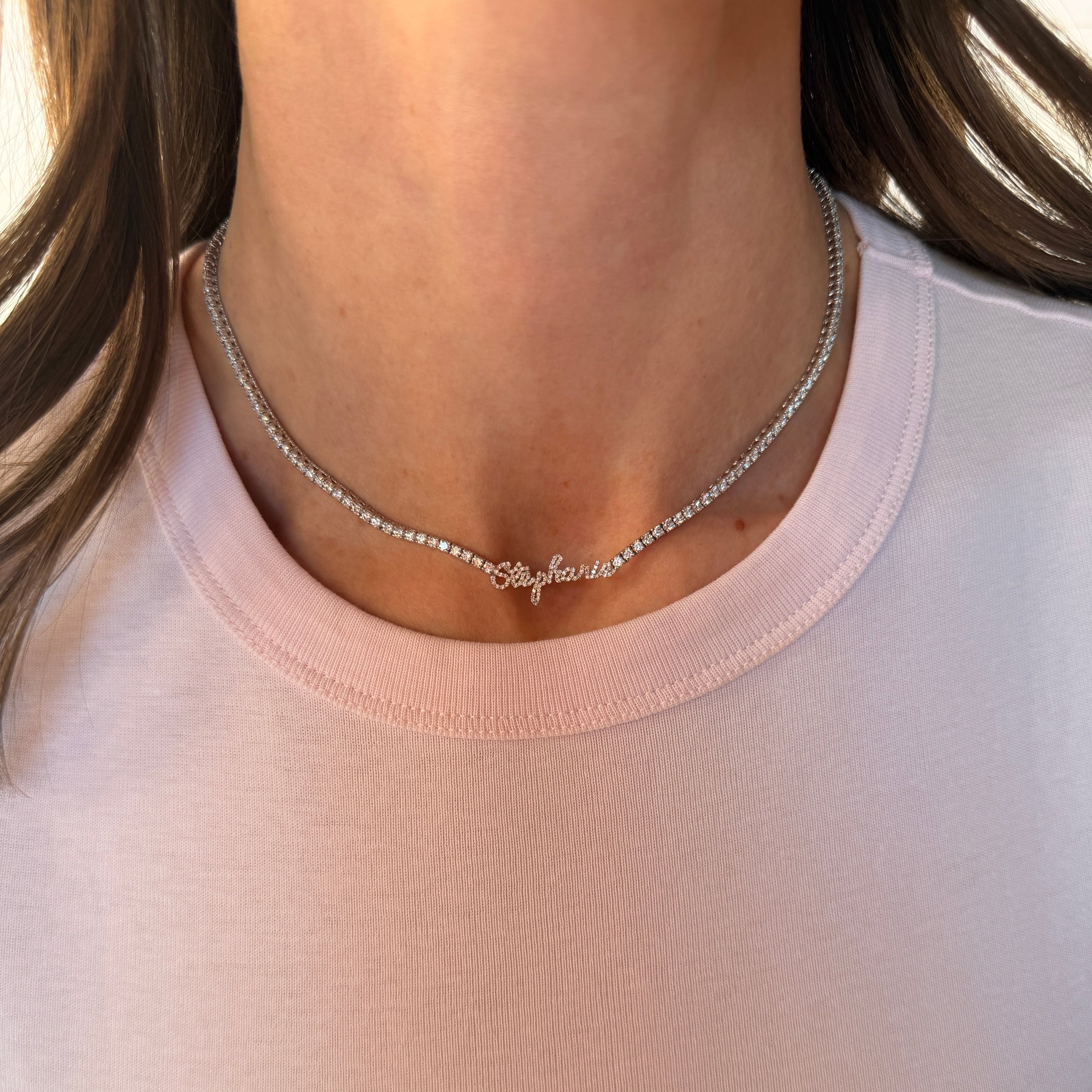 Vault Sale: Script Tennis Necklace "Stephanie"
