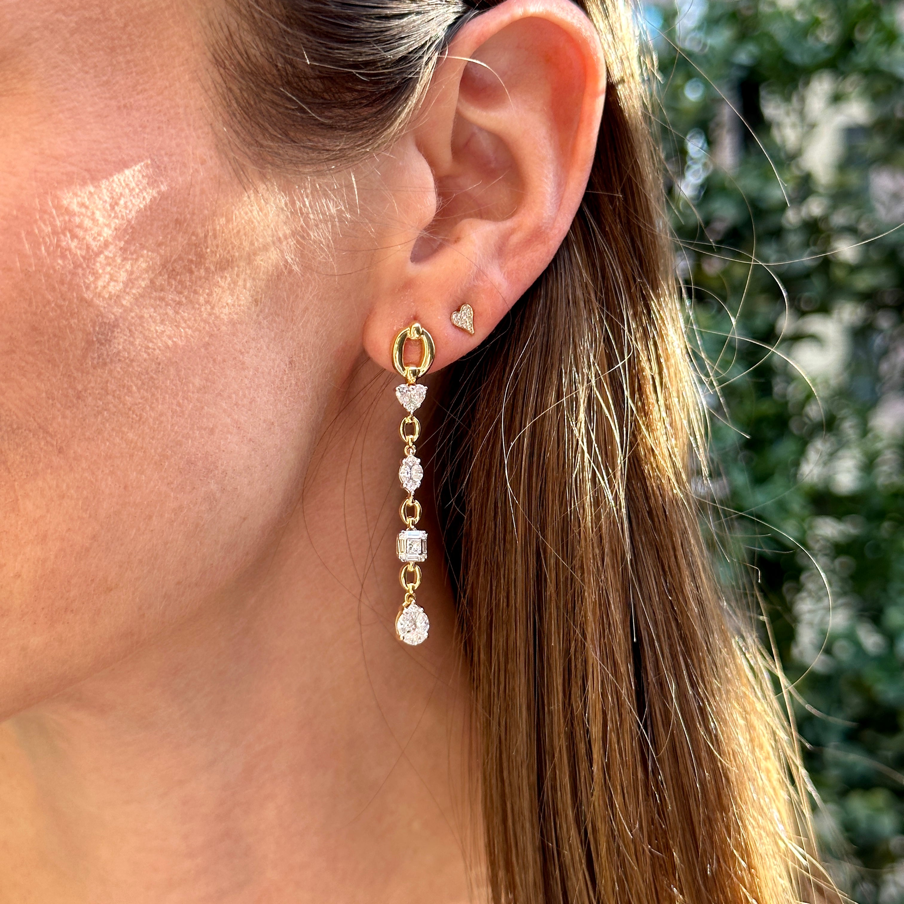 Catena Diamond Illusion Multistone Long Earrings