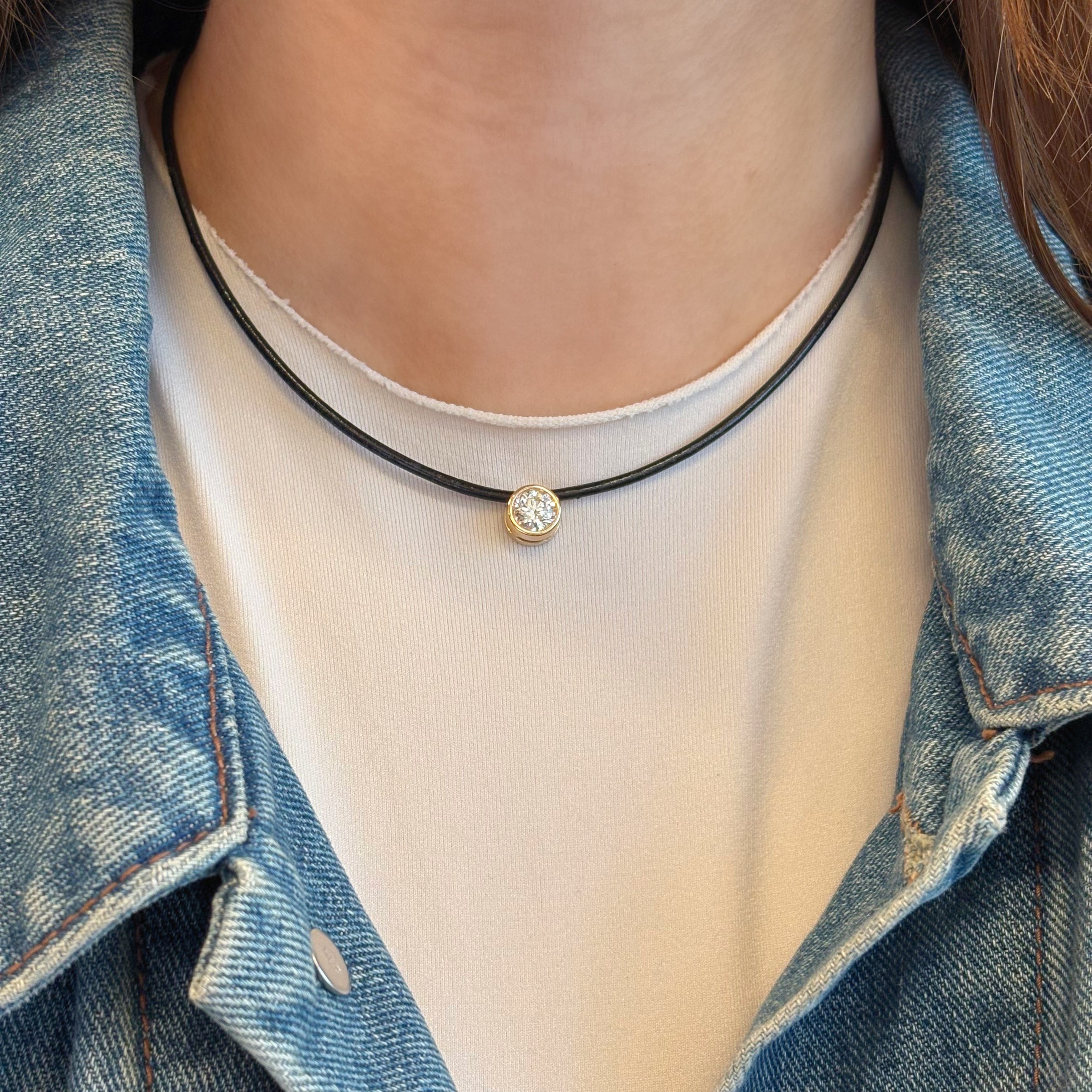 Round Cut Diamond Slider Necklace