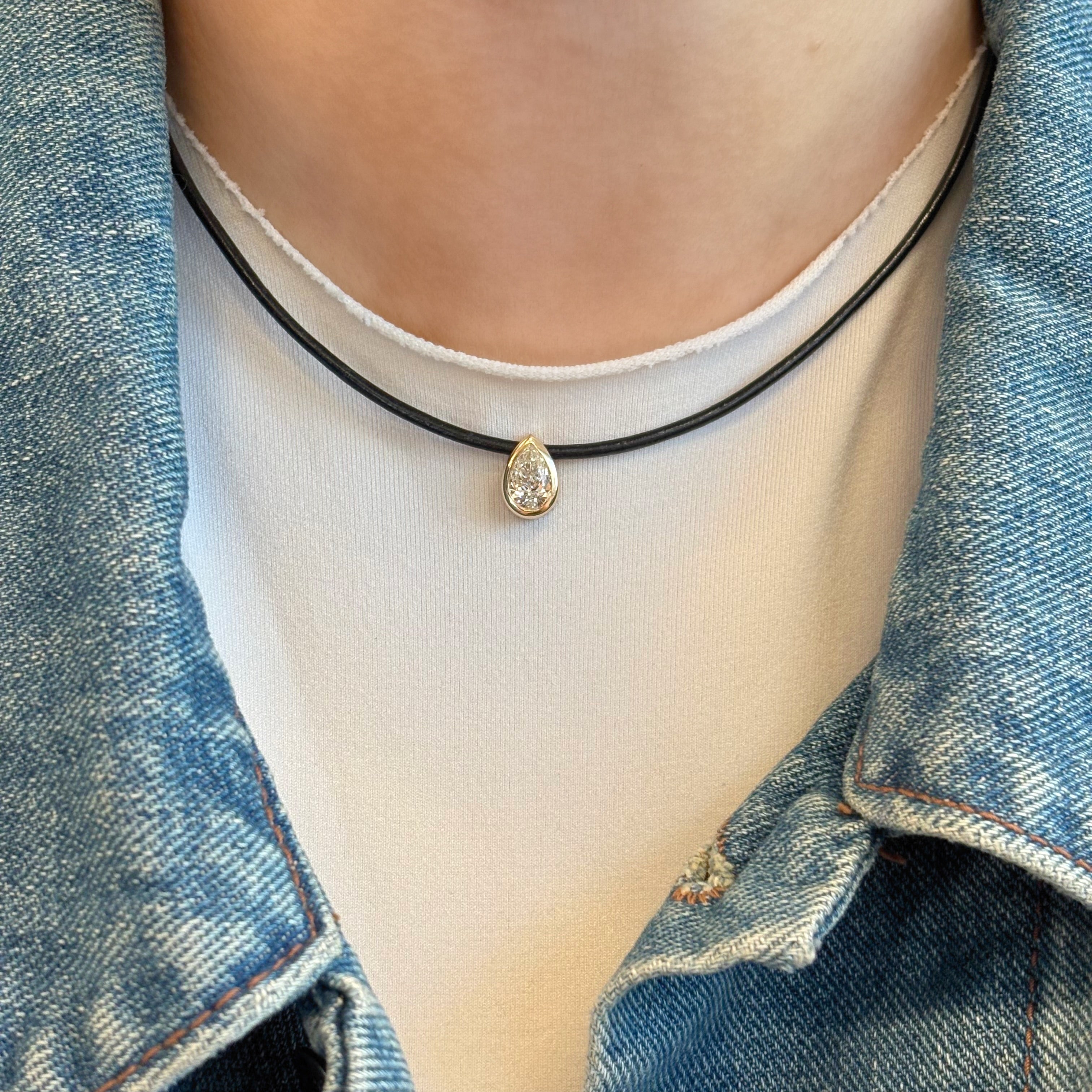Diamond Pear Slider Necklace
