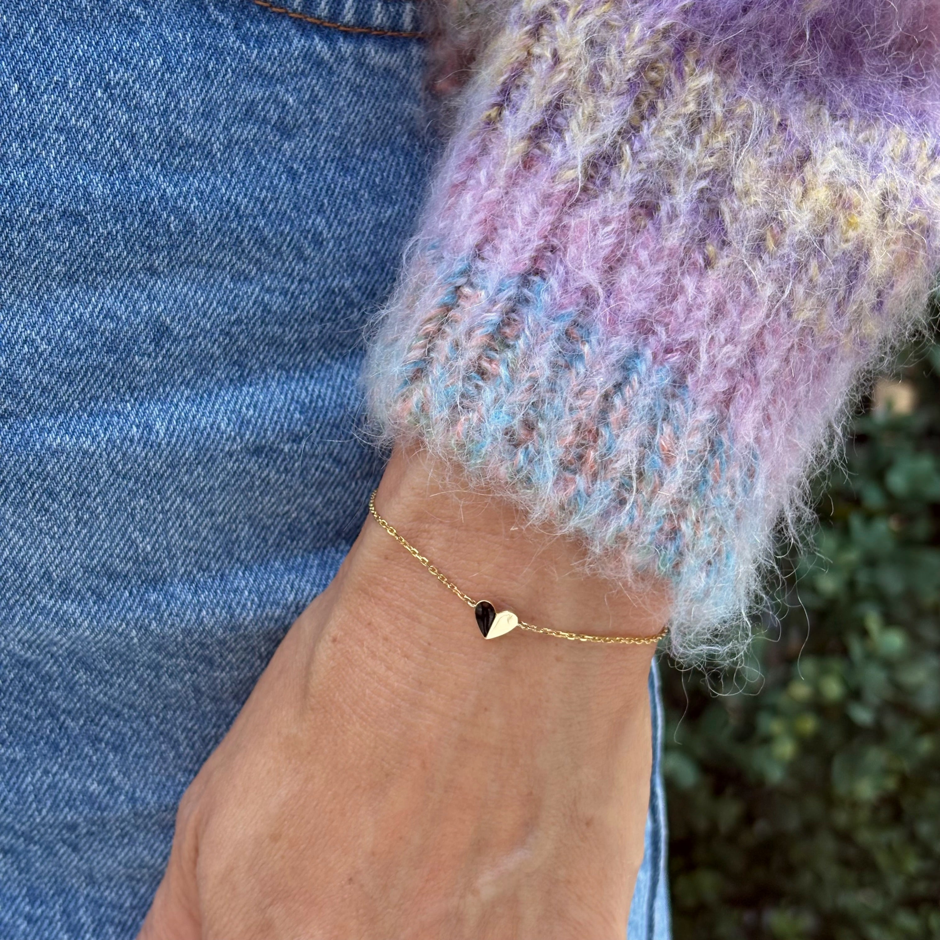 Grace Black Enamel Heart Bracelet