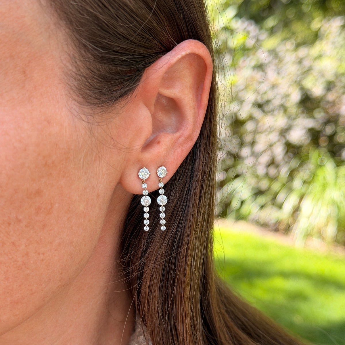 Lola Lab Grown Drilled Diamond Linear Earrings