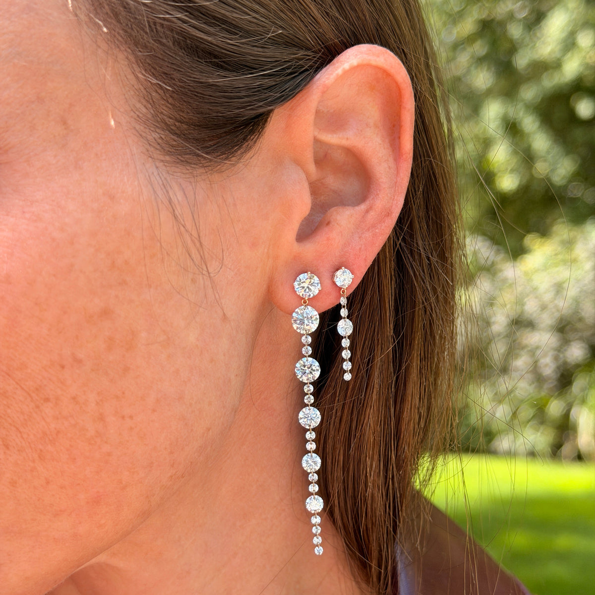 Lola Lab Grown Drilled Diamond Graduated Linear Earrings