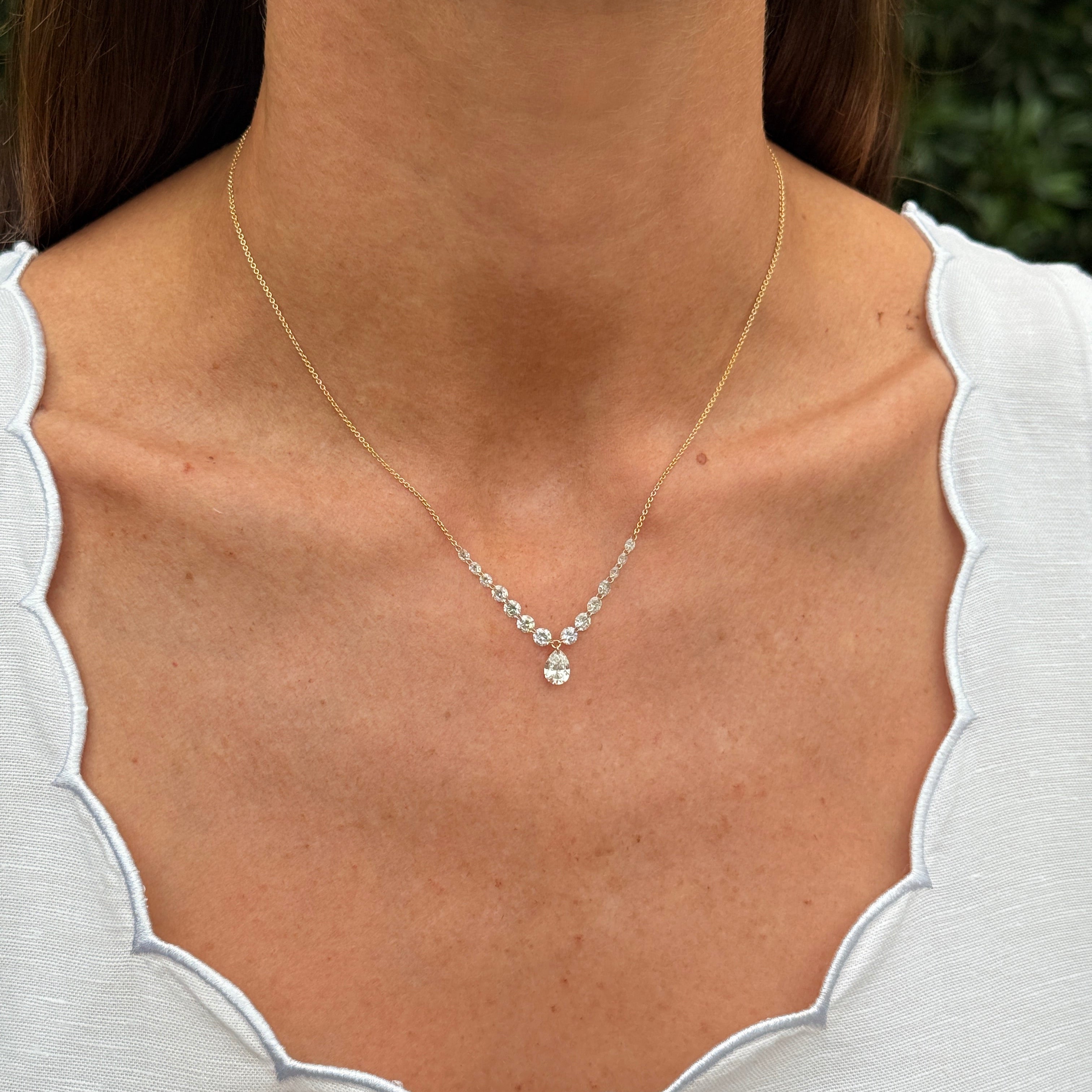 Lola Lab Grown Drilled Diamond Partial Graduated Necklace with Pear Drop