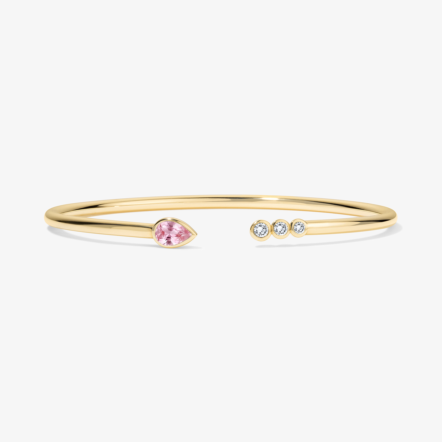 Undecided Pink Sapphire Pear and Round Diamond Flex Bangle 14K Yellow Gold