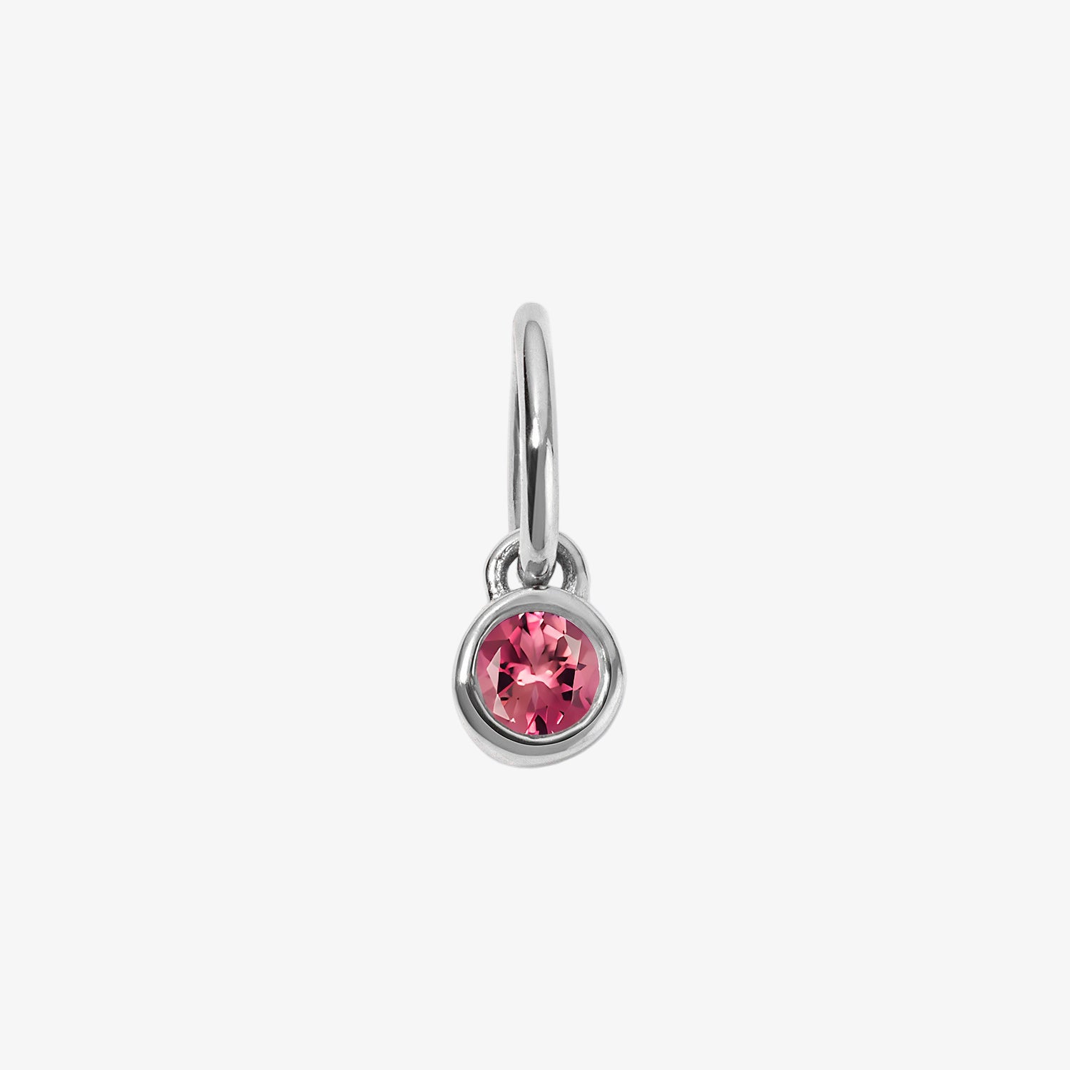 Margot Pink Tourmaline Birthstone Bezel Charm 14K White Gold Mini