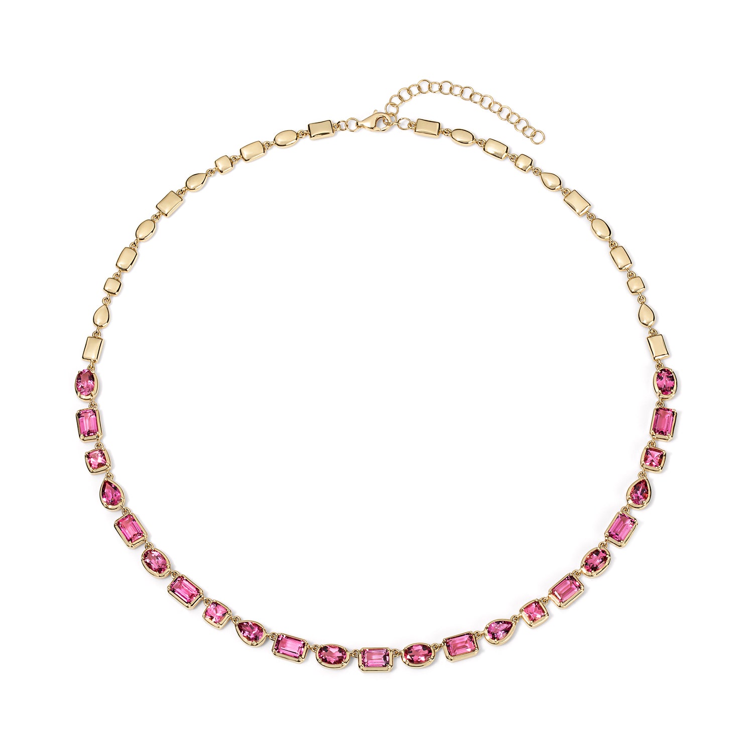 Pink Tourmaline Multi Shape Necklace