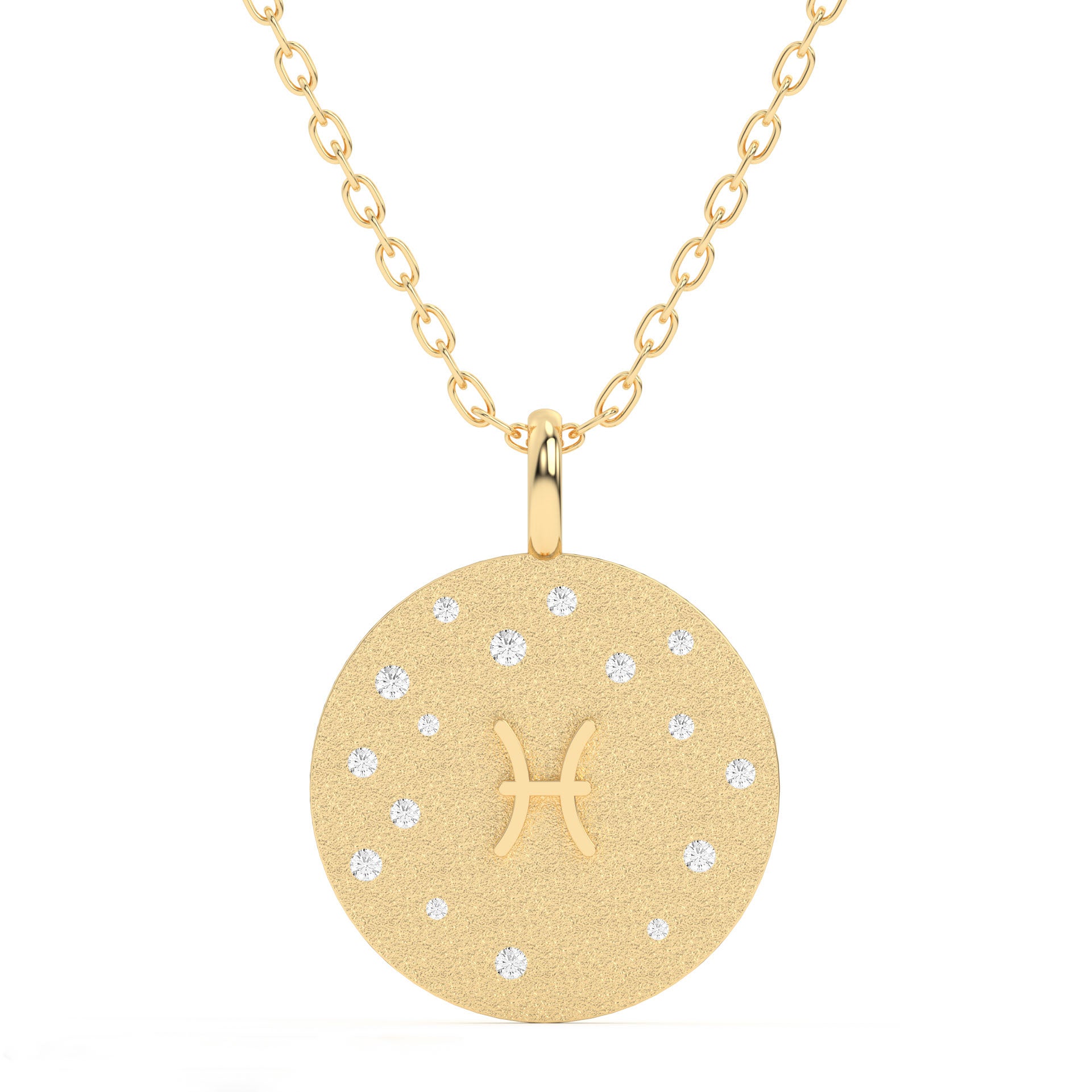 Gold and Diamond Pisces in the Stars Pendant