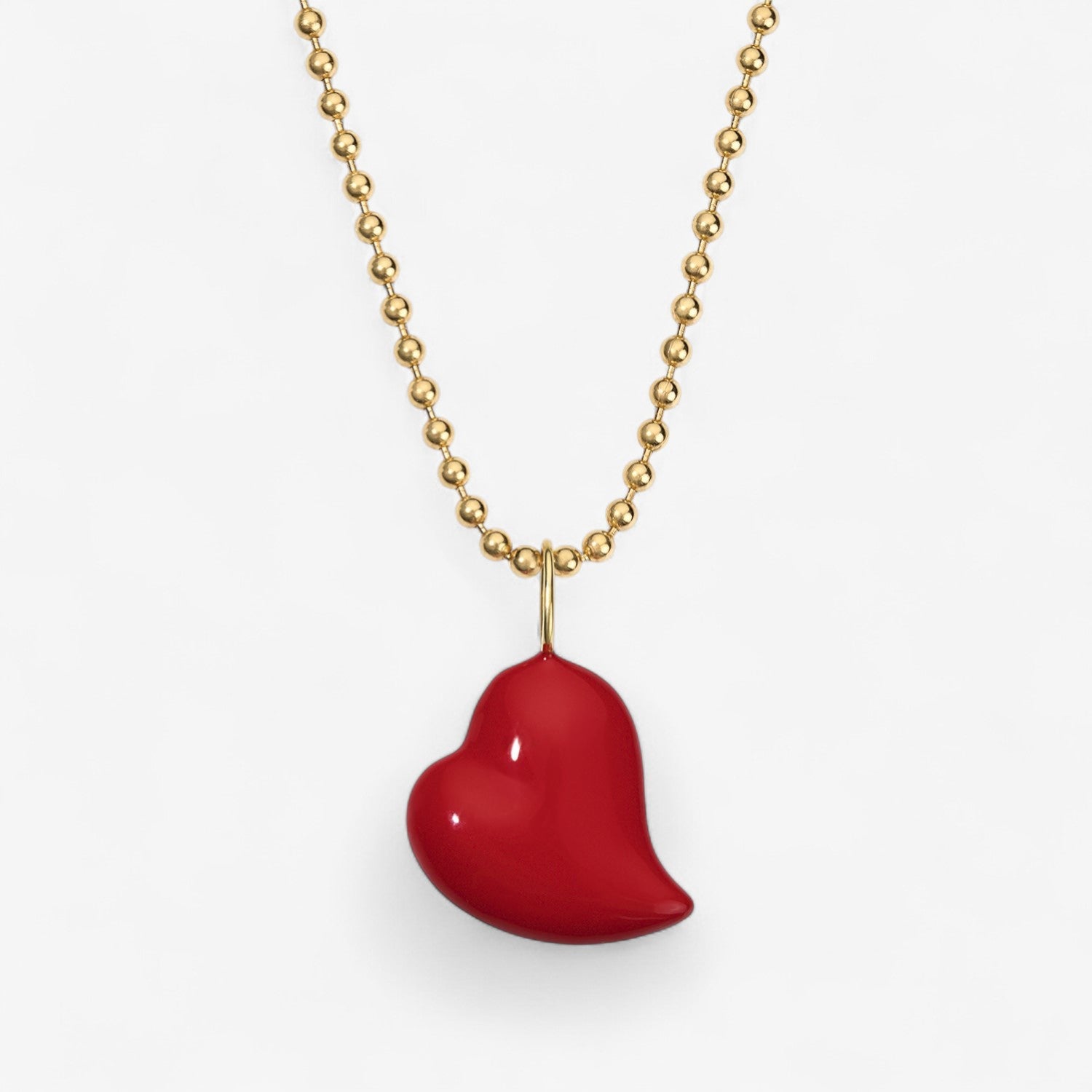 Poppy Enamel Small Heart Pendant