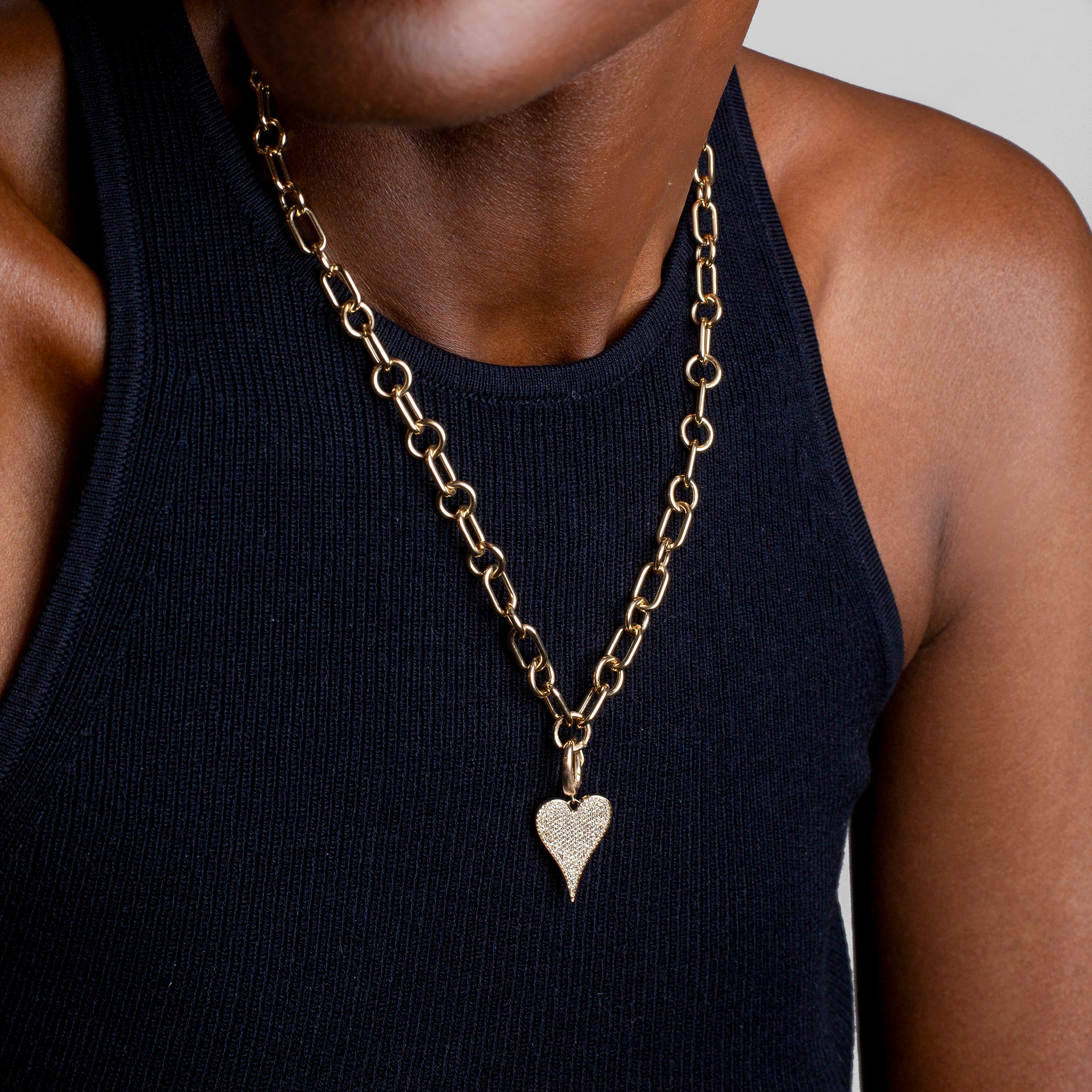 Medium Token Pave Heart Charm