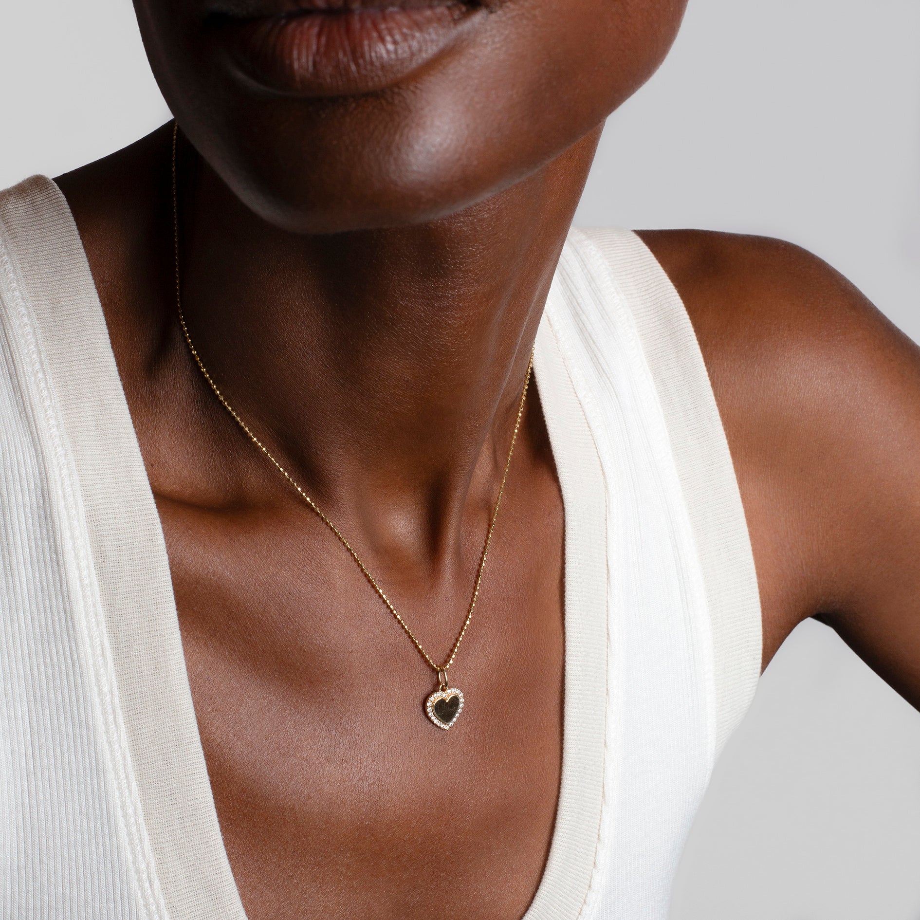 Small Heart Bubble Charm with Pave Outline