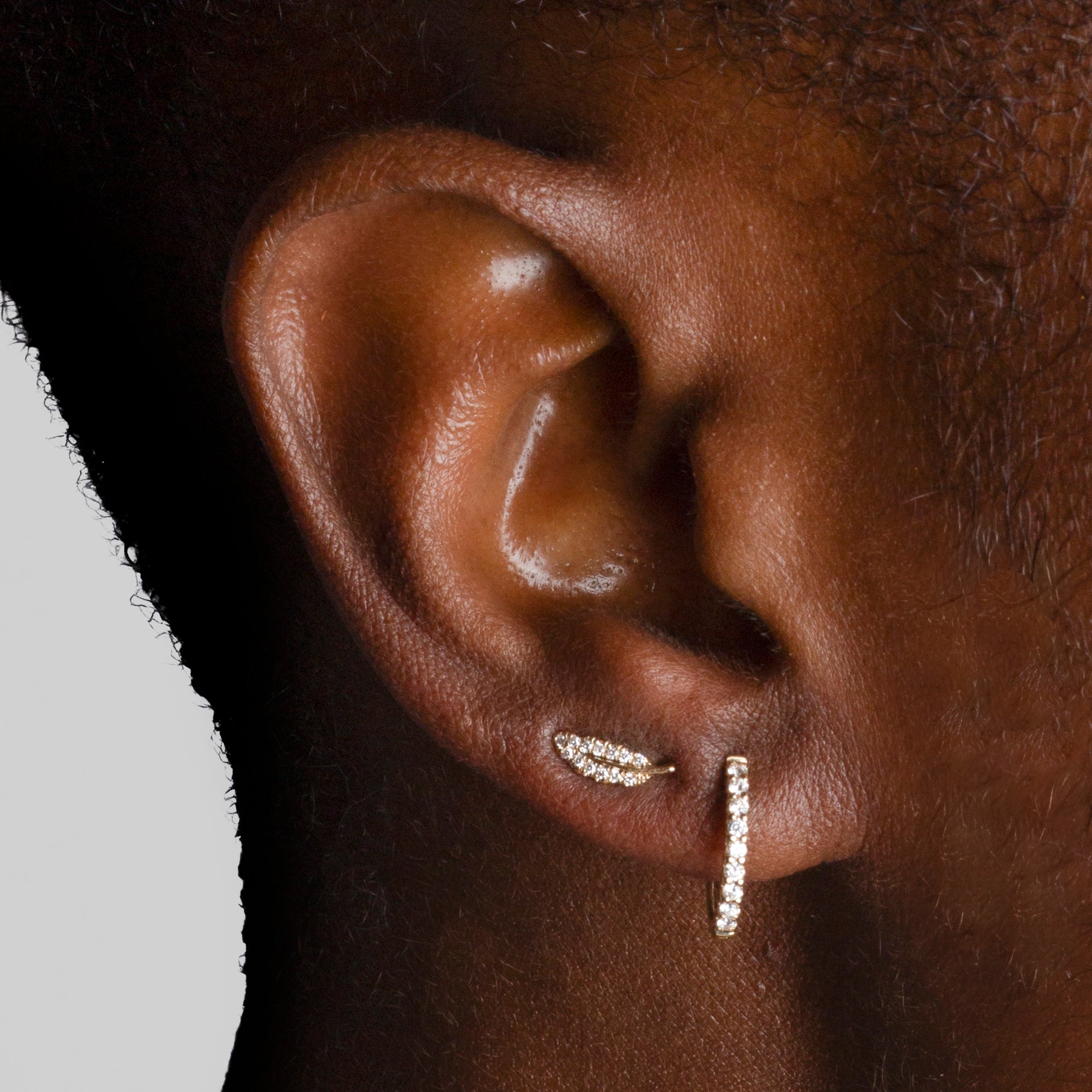 Mini Token Pave Feather Studs