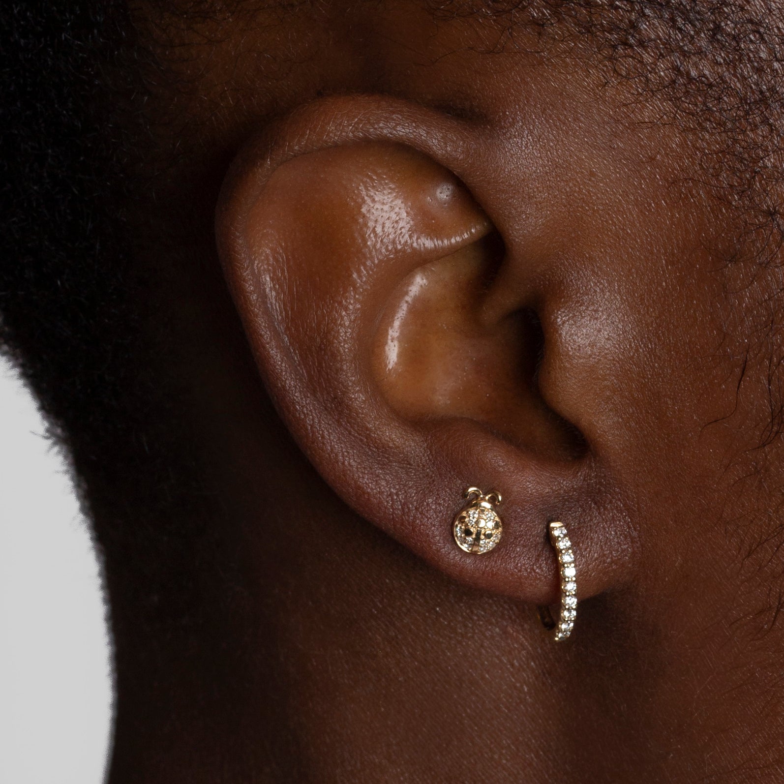 Mini Token Pave Ladybug Studs