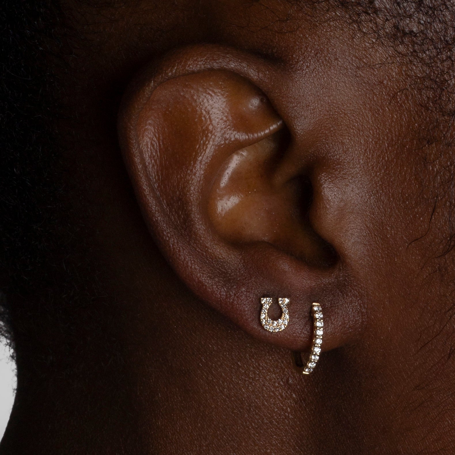 Mini Token Pave Horseshoe Studs