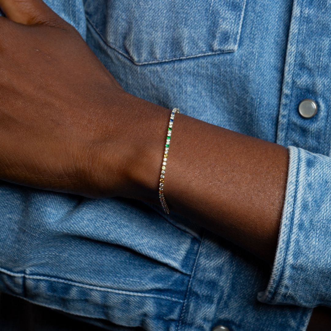 Signature Rainbow Sapphire and Diamond Tennis Bracelet