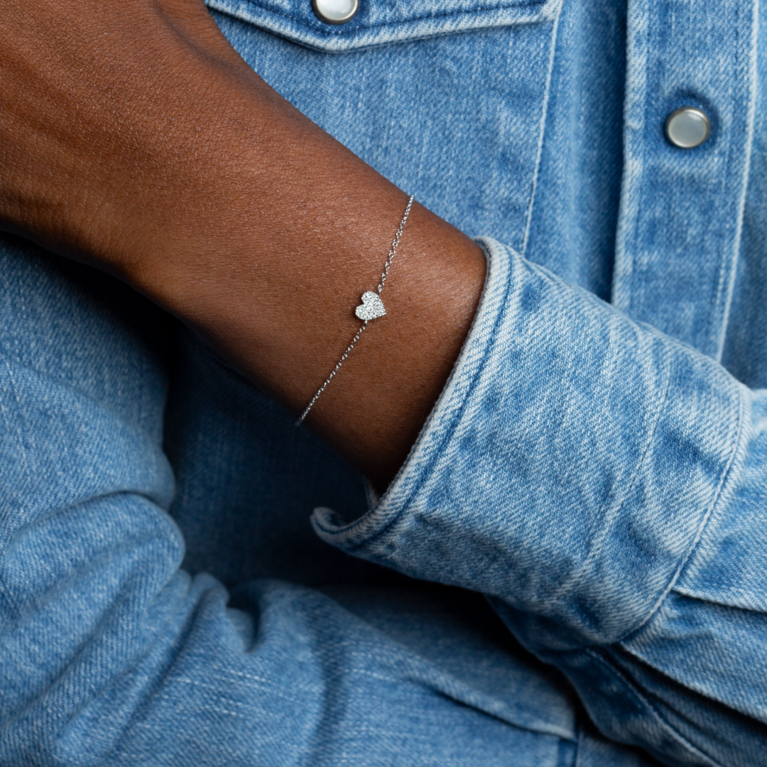 Mini Token Pave Heart Bracelet